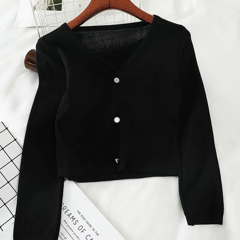 Gagarich Women Casual Sweater Ins Korean Style Simple V-neck Slim Short All-match Bottoming Fashion Female Knitwear Pullover | Женская