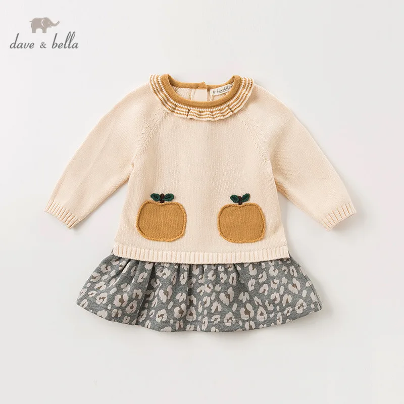 DBZ11674 осеннее платье-свитер с изображением Дейва Беллы и фруктов для маленьких