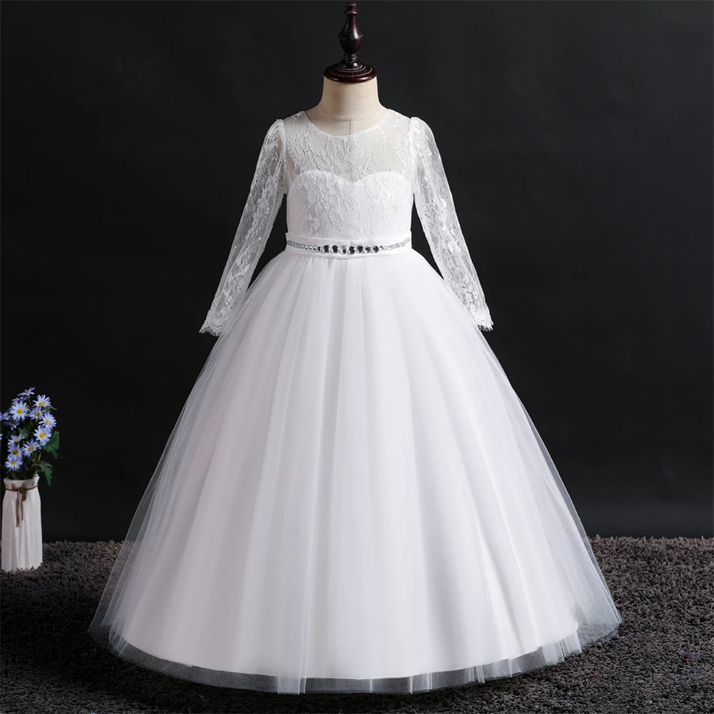 Детское Пышное вечернее платье детское кружевное бальное с бриллиантами