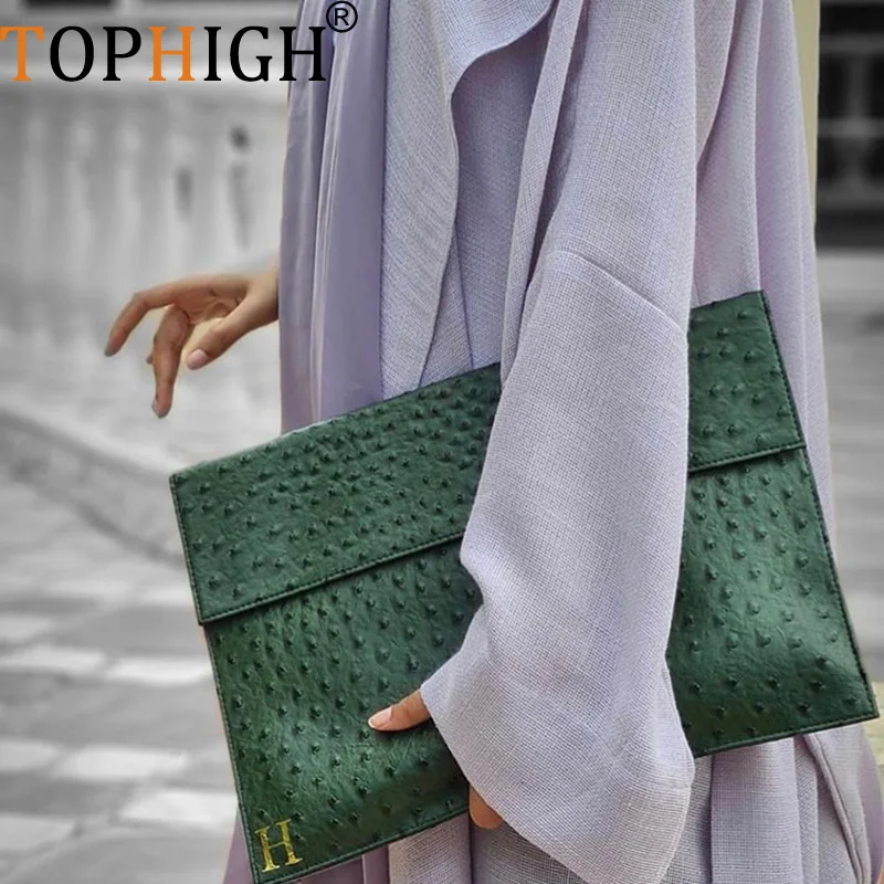 TOPHIGH оригинальная модная зеленая страуса сумка для ноутбука женщин 2021 большой