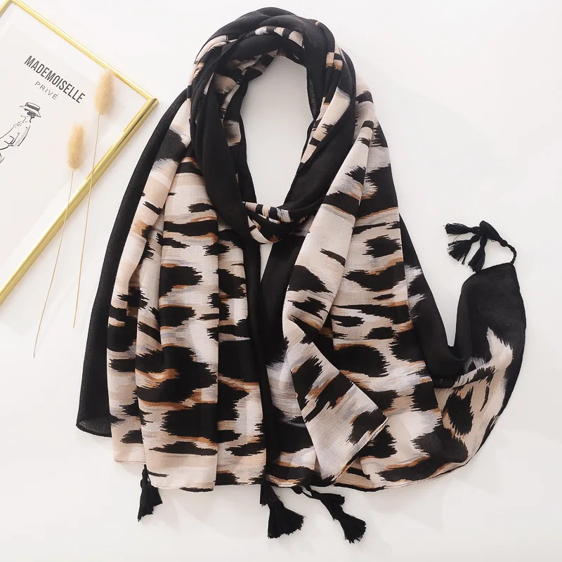 

2022 модный бренд Ombre Леопардовый горошек кисточка фотошарф Женская Высококачественная накидка пашминовый палантин мужские искусственные