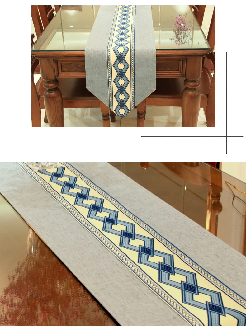 SBB настольный флаг из хлопка и льна вышитая современная простая длинная