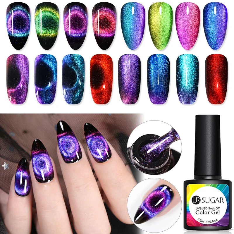 Ur Sugar 9D Galaxy Cat Eye Гель-лак для ногтей Хамелеон для использования с магнитом УФ Гель-лак для ногтей впитывающийся Гель-лак нужен черный базовый слой DIY