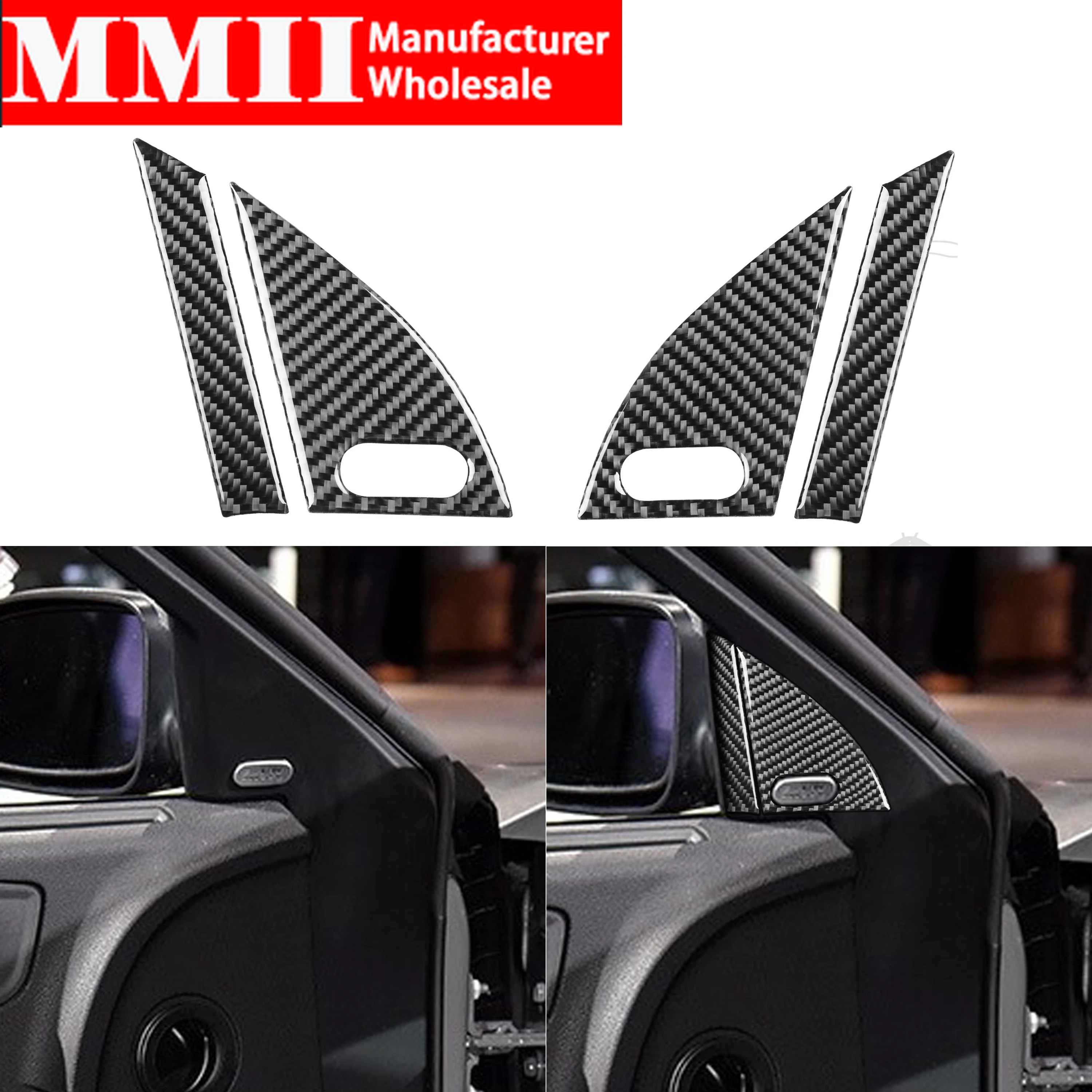 Car Accessories Car Door Tweeter Panel Sticker For Dodge Charger LD 2015+ SE RT Carbon Fiber Front Window Triangle Trim Cover