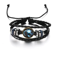 btwgl 12 zodiac signs constellation charm bracelet men women fashion multilayer weave leather bracelet bangle birthday gifts
