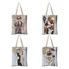 Холщовая Сумка через плечо, женская, с карманами