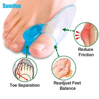 2pcs blue silicone gel toe separator thumb separator overlapping relief hallux valgus corrector thumb bunion spacers foot care