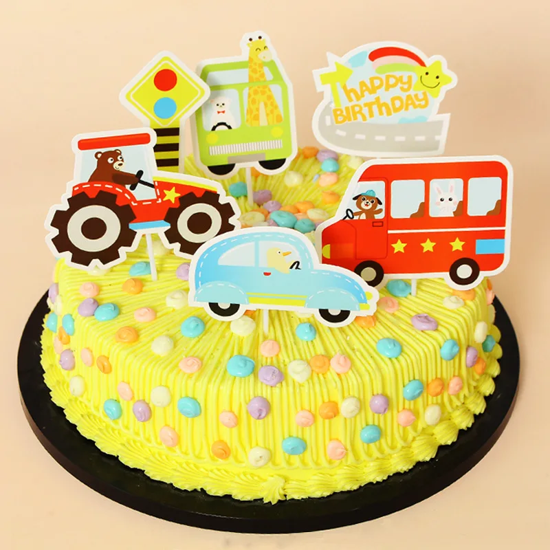 

Colored Flowers Happy Birthday Cake Topper Golden Acrylic Birthday Party Dessert Decoration For Baby Shower Baking Supplies