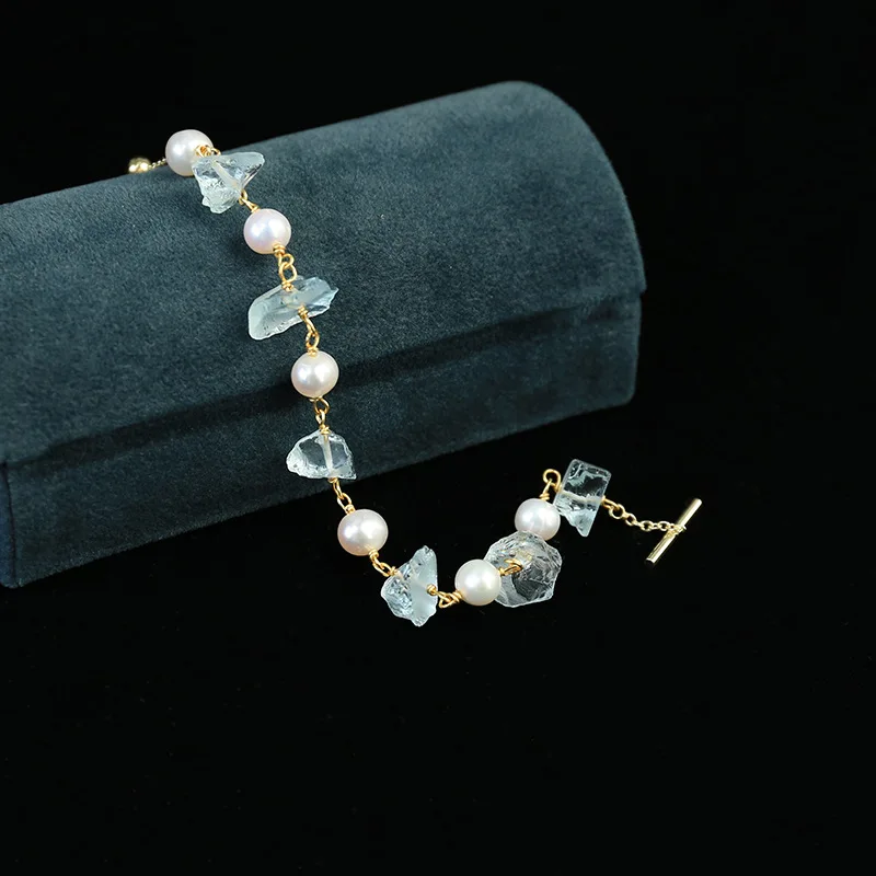 

Krasivaya Gold Color Natural Stone With Pearl Bracelet For Girls Women Jewelry Lover Gift