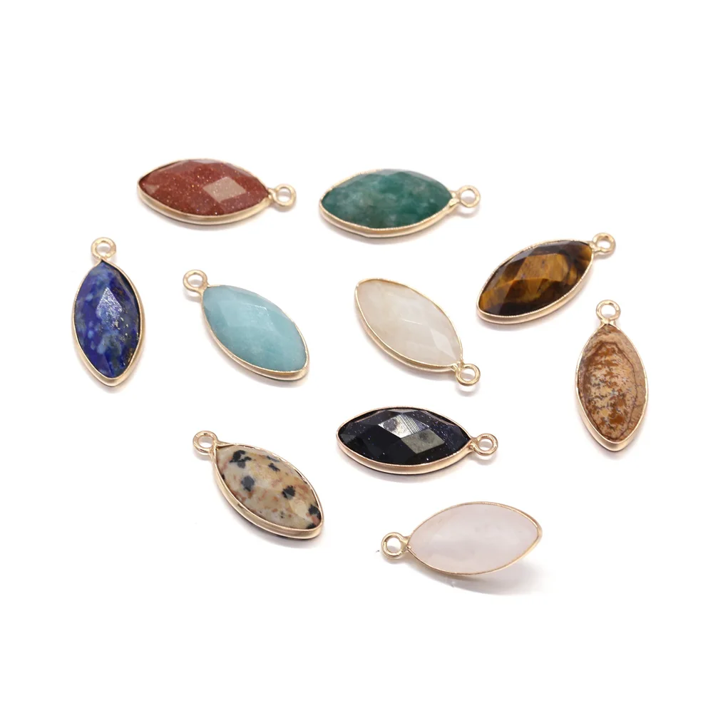 

Natural Stone Pendants Marquise Shape Faceted Crystal Agates Amazonite Stone Charms for Jewelry Making Necklace Bracelet Gift