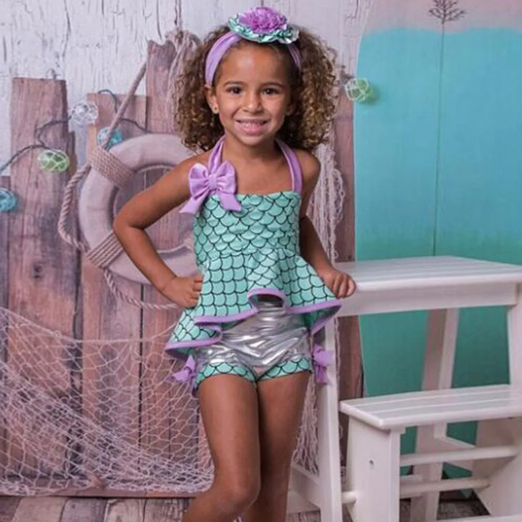 Летний женский купальник с принтом рыбы Раздельный бантом бикини костюмы из