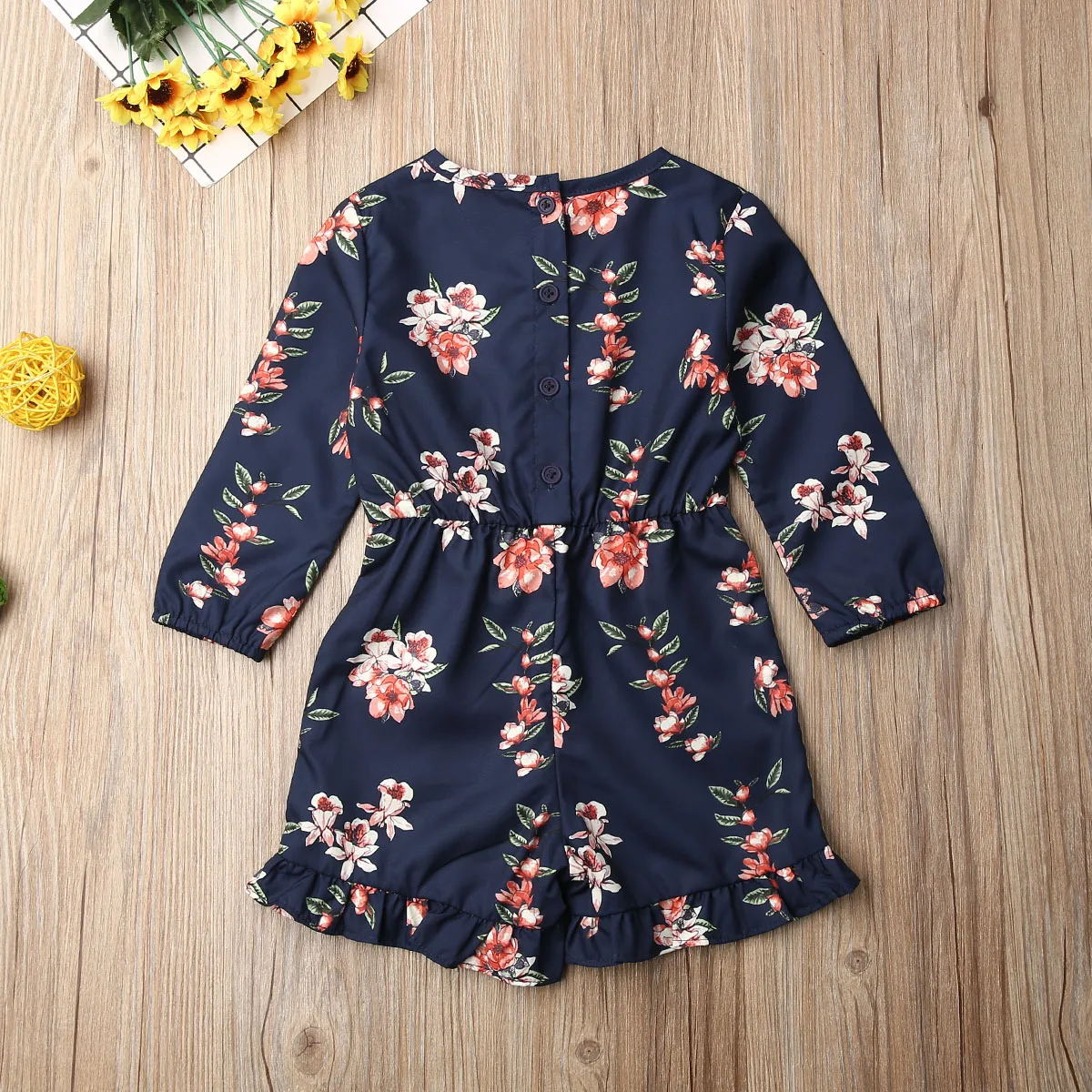 Комбинезон для маленькой девочки с цветочным принтом "2019 Новинка Горячая Модная Сладкая Тонкий Ромпер для Младенца с Длинным Рукавом Весна Осень Одежда на Эластичной Линии".