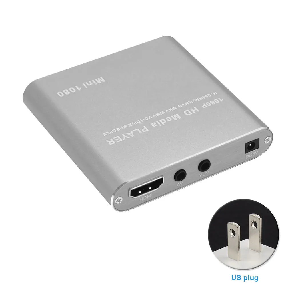 Grey US Мини HDD медиаплеер хост 1080P Full HD tv Box USB внешний мультимедийный плеер кардридер HDMI MKV AVI H.264 RMVB WMV MMC - Цвет: Grey US