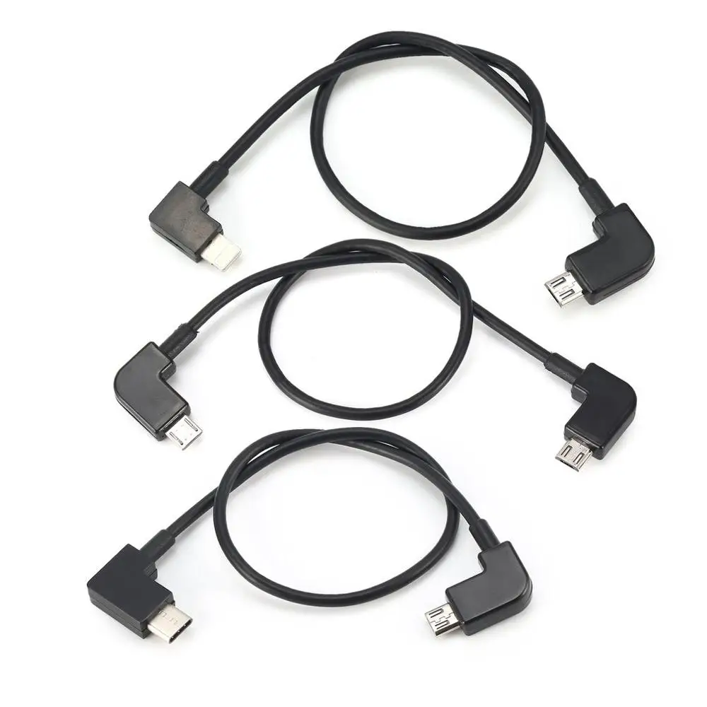 Черный Data Cable For DJI Spark/MAVIC Pro/Mavic 2 Air Control Micro USB to Lighting/type C/Micro USB line for IPhone For Pad For xiaomi - Цвет: Черный