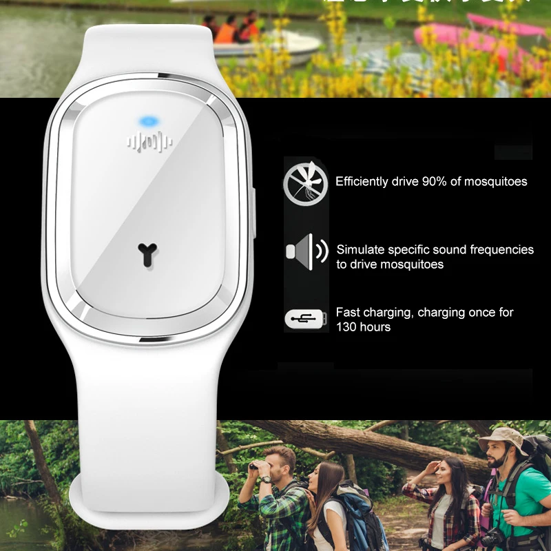 

Ultrasonic Natural Mosquito Repellent Bracelet Waterproof Anti Mosquito Insect Bracelet Ultrasound Outdoor With LED Time Display