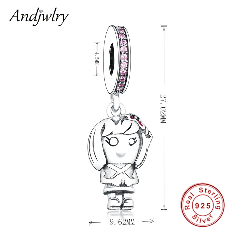 Ajw01102 925 пробы серебряные браслеты Pandora, оригинальные бусины, подвески для девушки, бусины для рукоделия, изготовление ювелирных изделий Berloque - Цвет: Ajw01102