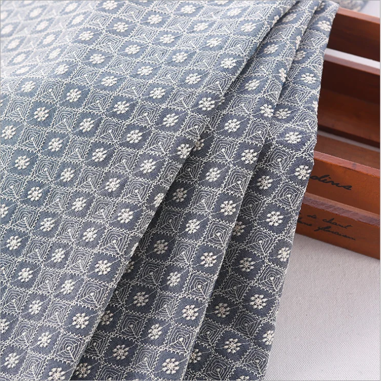 

2021 New cotton denim embroidered cloth, fashion jacket, dress, apparel fabric