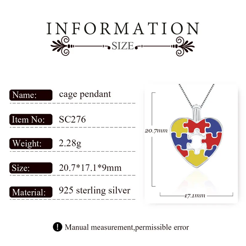 Кулон CLUCI из серебра 925 пробы с подвеской в виде осведомленности аутизма женское