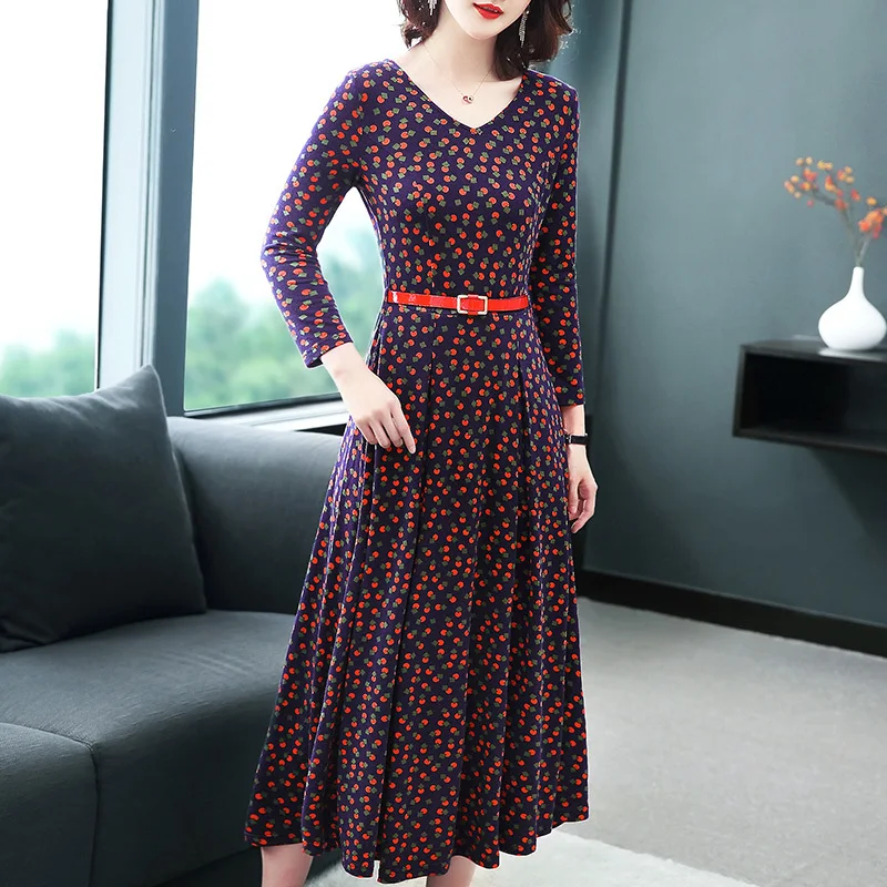 Весеннее цветочное платье с принтом женское облегающее длинное осенние