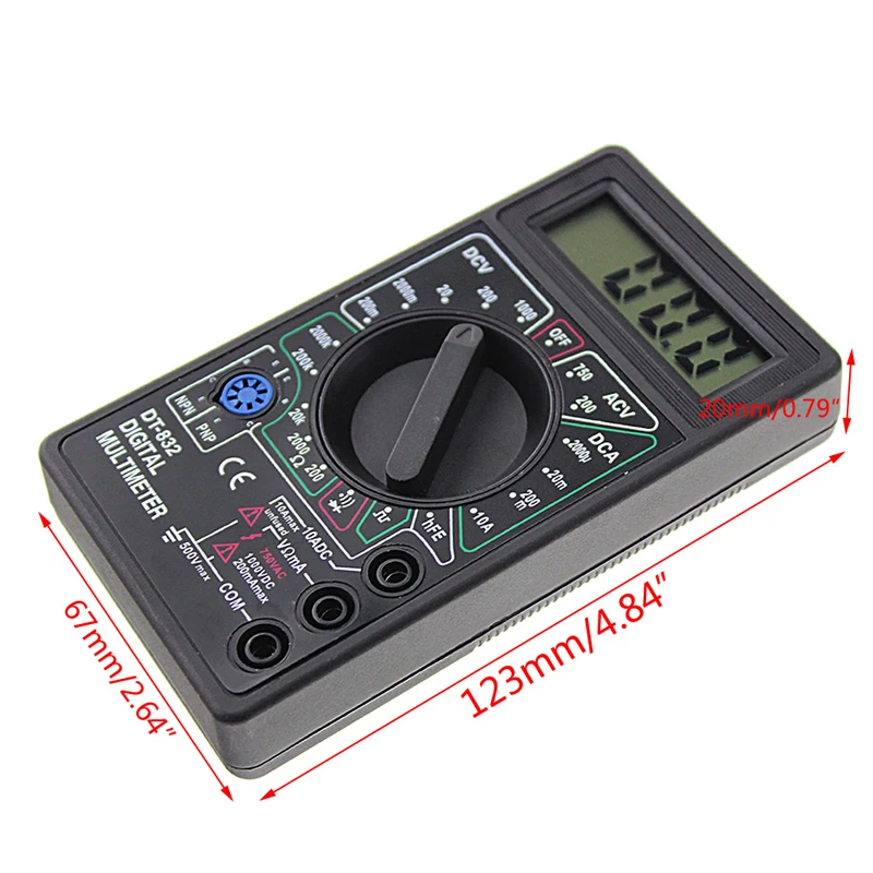 Multímetro Digital profesional DT832, voltímetro LCD de CC y CA, amperímetro, probador Ohm