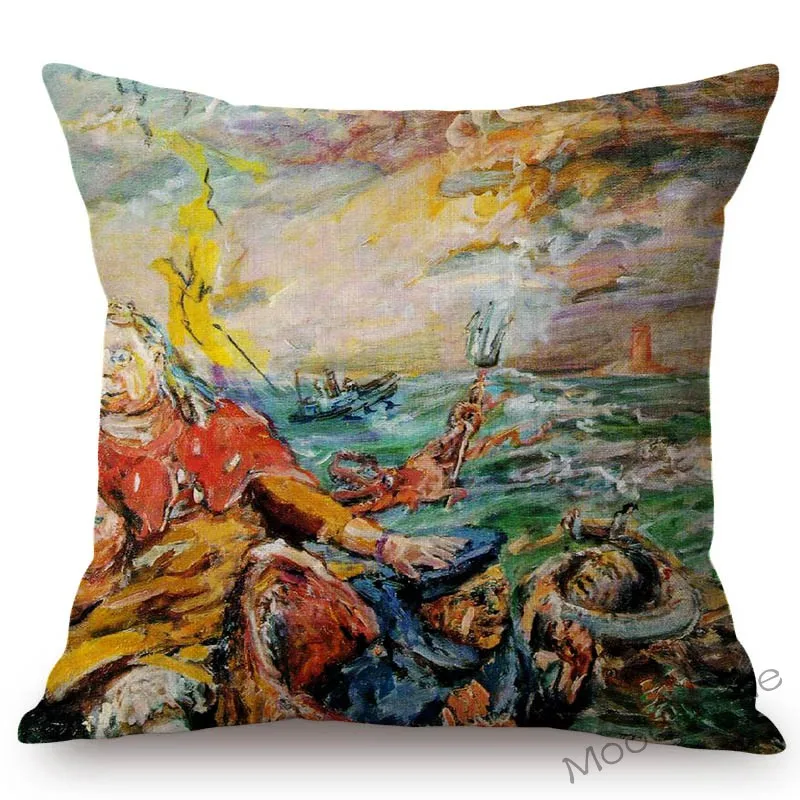 Astract Impressionism Oskar Kokoschka Oil Painting Art Ancient Greek Myths Gallery Throw Pillow Cotton Linen Cushion Cover | Дом и сад
