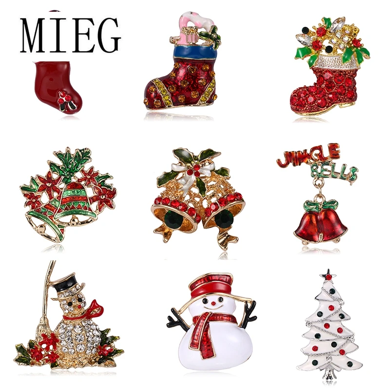 Бренд MIEG Ассорти высокого качества эмалированные и стразы рождественские броши коллекции