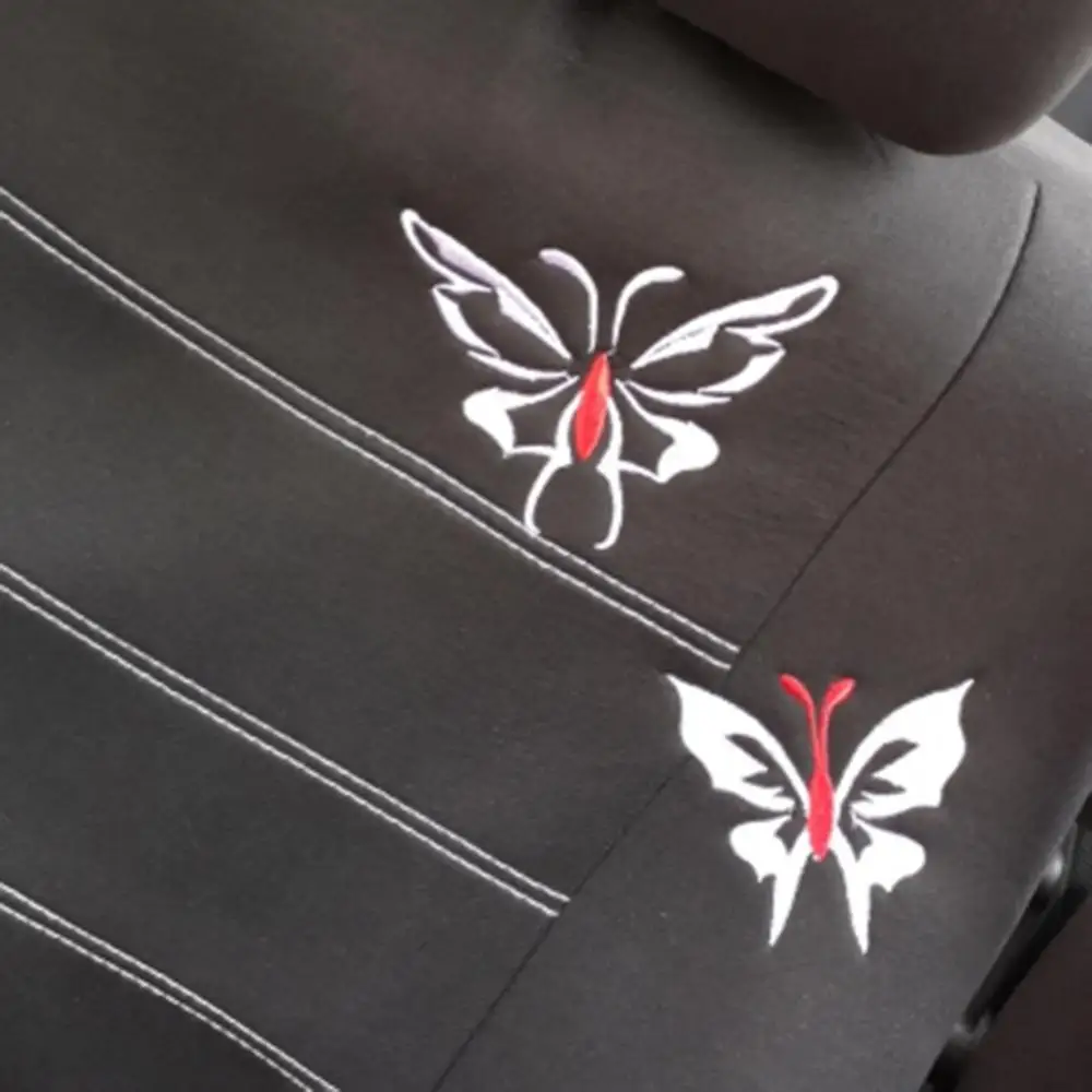 

AGETUNR Butterfly Embroidered Car Seat Cover Universal Fit Most Vehicles Seats Interior Accessories Black Breathable Seat Covers