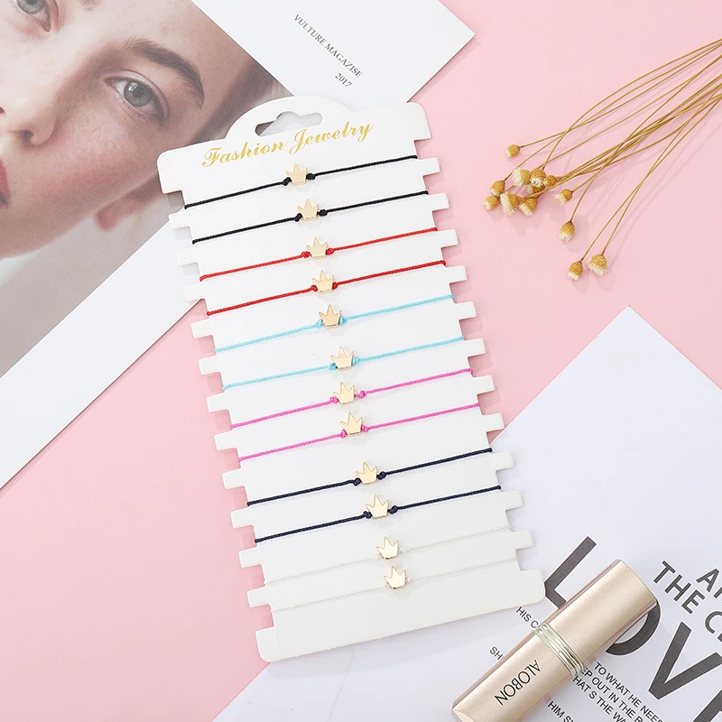 12 шт. Регулируемый веревочный красный браслет на завязках для женщин мужчин