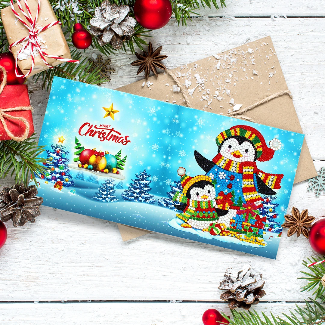 8 шт. Детские открытки с рисунком деда мороза|Алмазная мозаика и вышивка| |