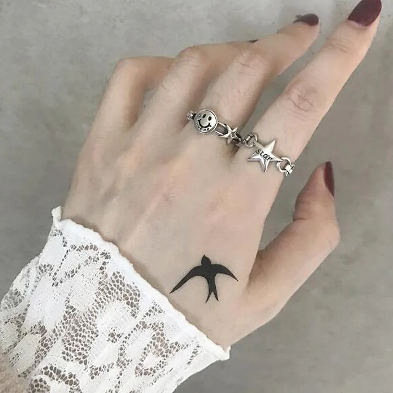 Женское винтажное серебряное кольцо открытое двойное в ретро стиле со звездами