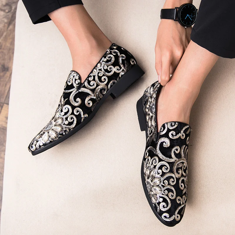 Мужские мокасины с острым носком темно-синие вельветовые лоферы на плоской