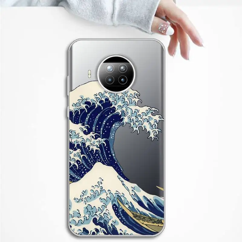 

The Big Wave of kanagawa Phone Case Transparent Clear for Xiaomi Redmi note 10 t 8 9 pro lite 11
