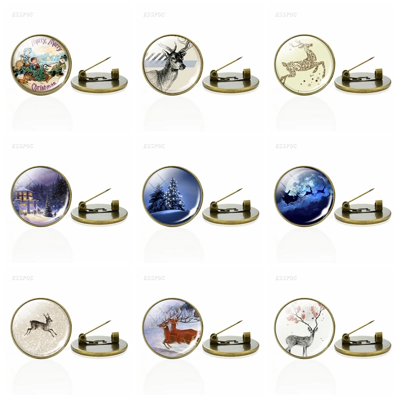 Рождественские хрустальные значки с изображением оленя Стеклянные Кабошоны