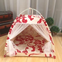 four corner pet tent geometric pattern pet tent bracket dog tent cotton dog house four season pet house easy to clean and carry