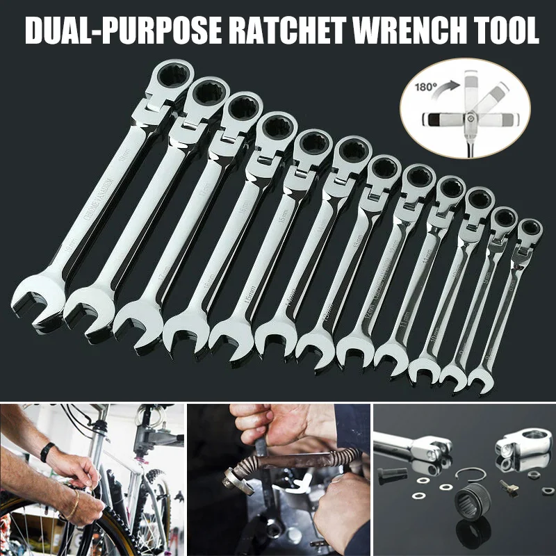 

Activities Ratchet Tools Torque Gears Flexible Wrenches Bike Spanner Tool Dual-purpose Wrench TRYC889