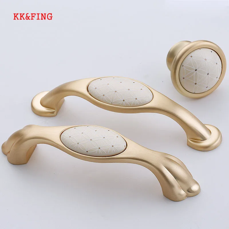 KK &amp FING Европейский роскошный медный матовый цинковый сплав ручки шкафа ящика