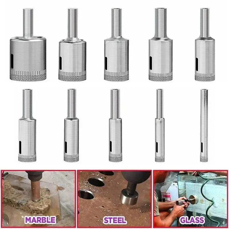 

10PCS Diamond Hole Saw Drill Bit Set Glass Ceramic Tile Saw Cutting Tool 6-30mm/8-50mm