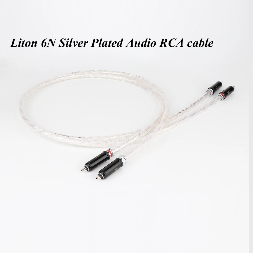X413 пара Hi-End Liton 6N посеребренный аудиокабель RCA с родиевым покрытием RCA Штекерный кабель HIFI 2RCA к 2RCA кабелю