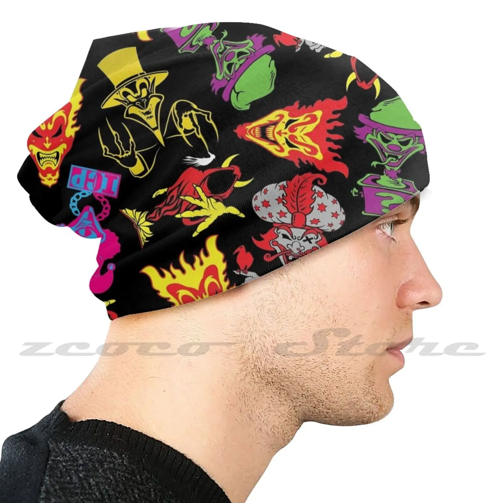 

Clown Collage Knit Hat Elastic Soft Personalized Pattern Present Cap Icp Insane Clown Posse Twiztid Psychopathic Records