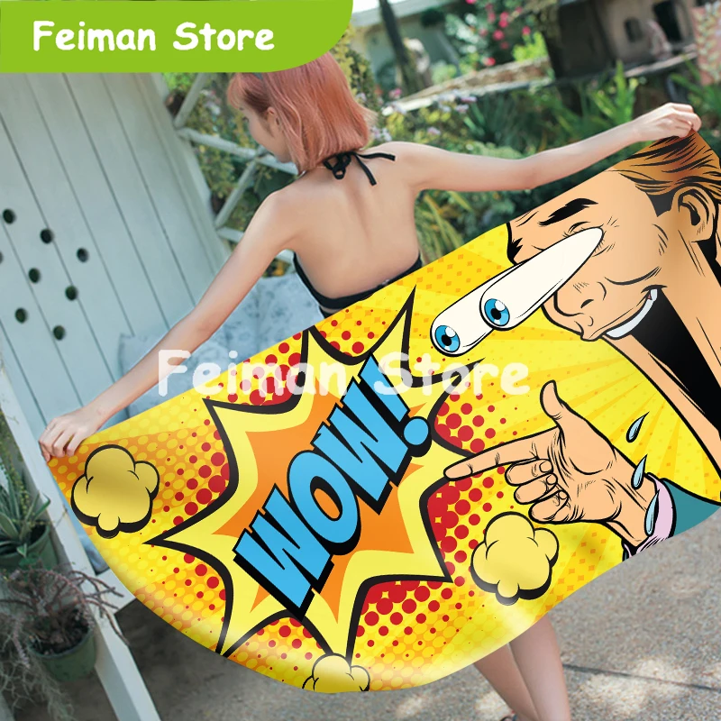3D Печатный персонаж Экспрессия микрофибры прямоугольное пляжное полотенце для