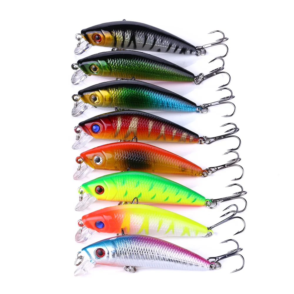 

1Pcs Bright Colorful 7cm 8.1g Hard Bait Minnow Fishing Lures Tackle 3D Fish Eyes Hooks diving perch wobbler Fishing Accessory
