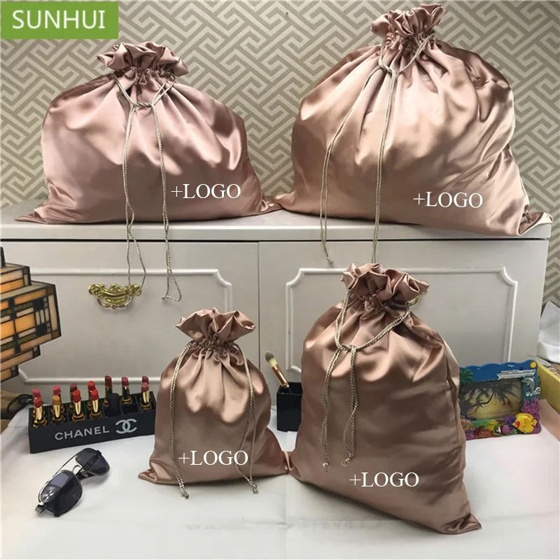 Шелковый атласный мешочек для ювелирных изделий цвета шампанского сумка на