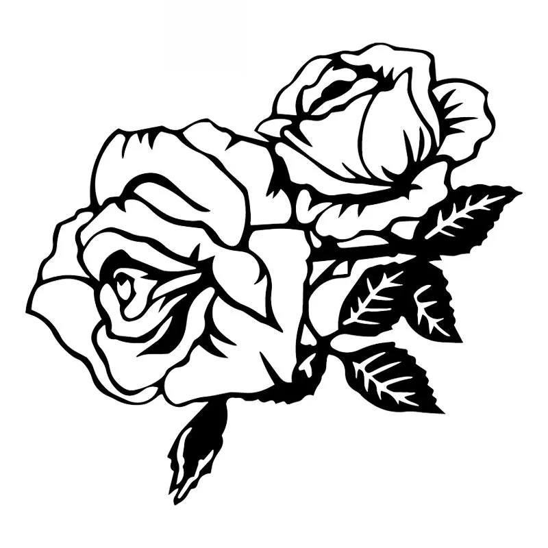 

Car Stickers Rose Flower Romantic Creative PVC Car Decoration Accessories Decals Waterproof Sunscreen Black/white,18cm*17cm