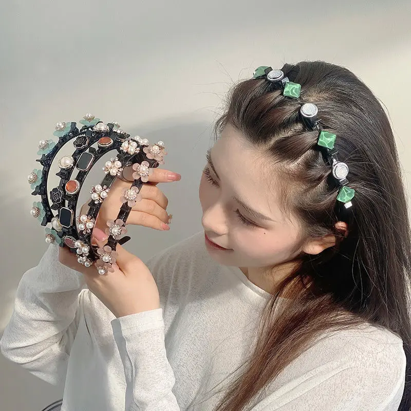 

Cute Women Hairband with Clip Useful Hair Braiding Artifact for Women Teens Hairstyle