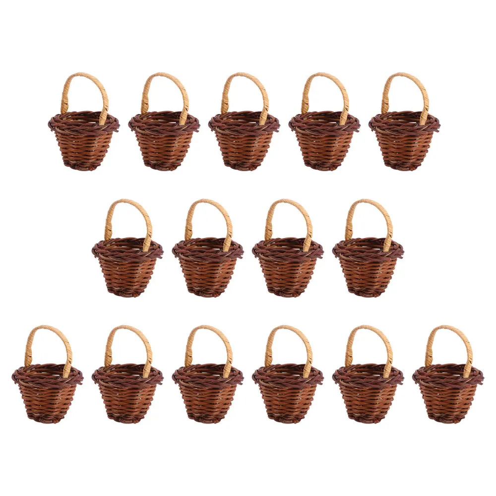 

20PCS Decorative Mini Flower Basket Accessory Mini Basket Woven Mini Basket