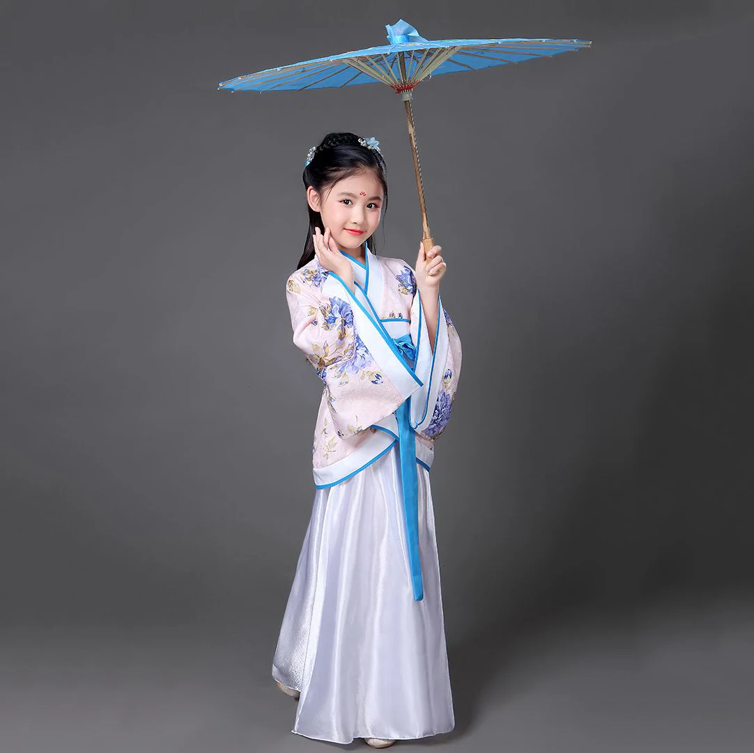 2020 New Children Traditional Chinese Dance Costume Kids Girls Long Sleeve Fan Hanfu Dress Child Clothing Ancient | Детская одежда и