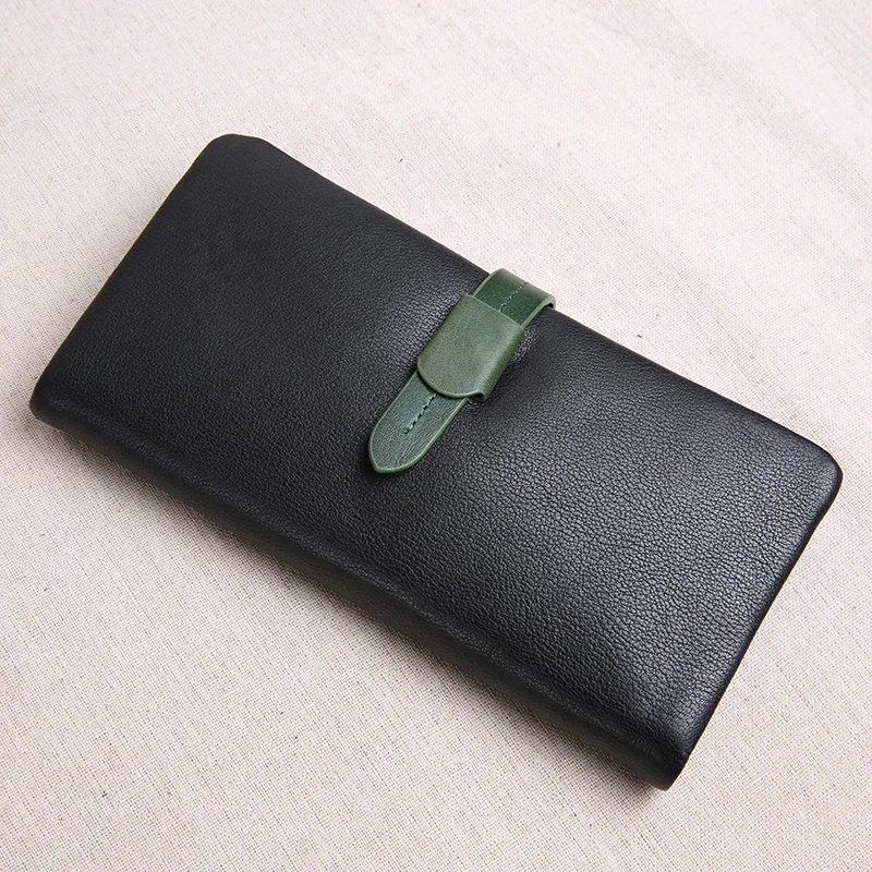 

Soft leather wallet female leather long buckle cowhide mobile phone bag multifunctional wallet