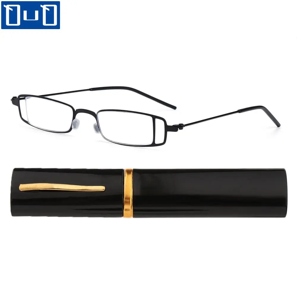 

Anti Blue Light Unisex Reading Glasses with Pen Tube Case Portable Presbyopic Glasses Metal Case Eyeglass Vision Care +1.0~+4.0