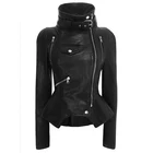Женская кожаная куртка в байкерском стиле, модная верхняя одежда с высоким воротником, DA513, весна-осень 2020