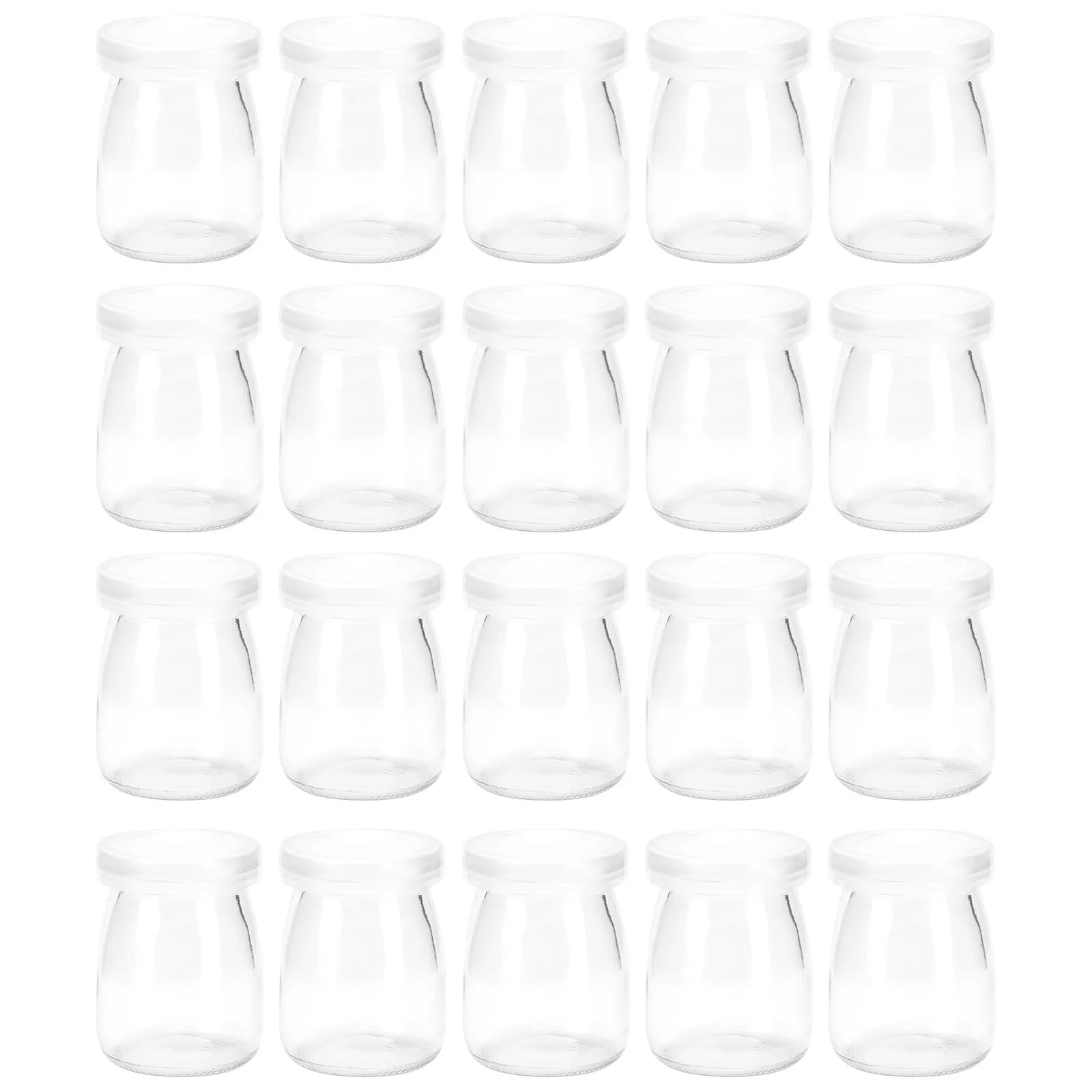 

20PCS Glass Jelly Mousse Cups with Lid Bottles Bottles with Lid